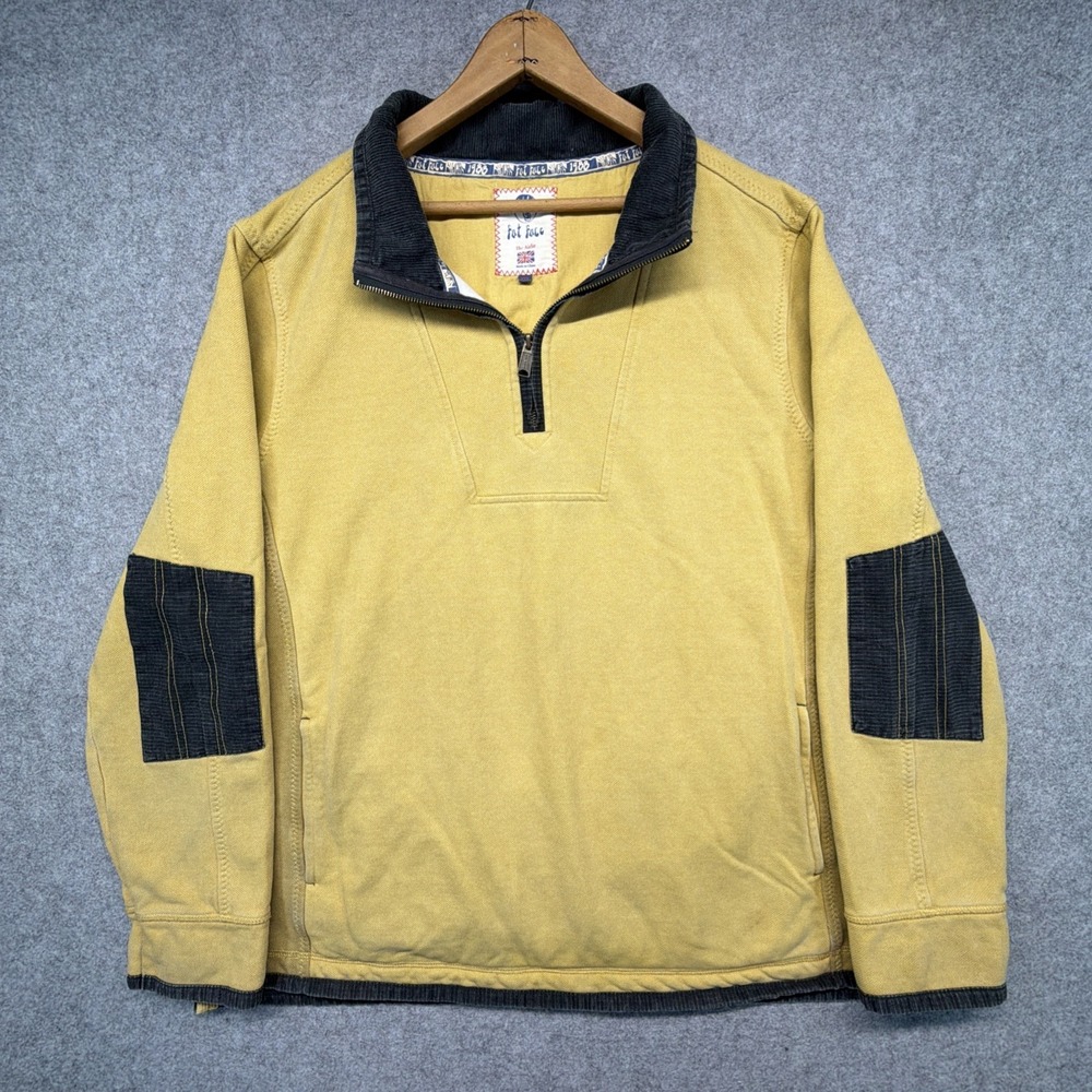 Fat Face 1/4 Zip Jumper Yellow Airlie Pullover Sweater Heavy Rugby Mens XXL